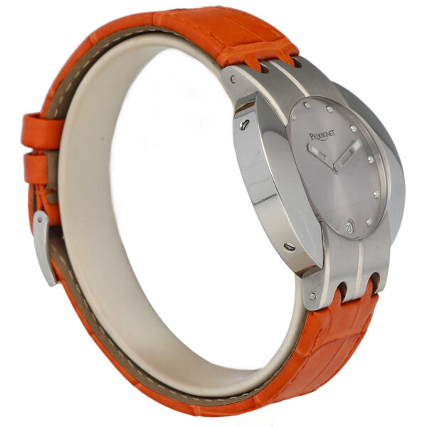 Pequignet 036 Round Silver Dial 38mm Orange Leather Swiss Quartz Mens Watch 115233571615 3