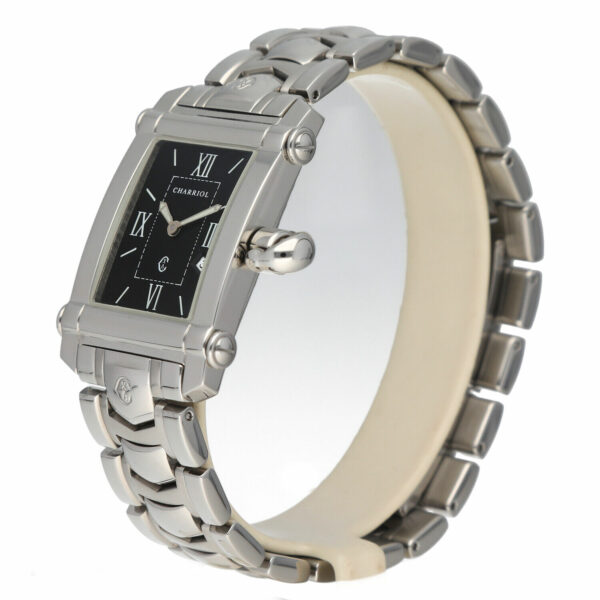 Charriol Colvmbvs 9011910 Black Dial Rectangle 25mm Steel Quartz Wrist Watch 133906156596 2