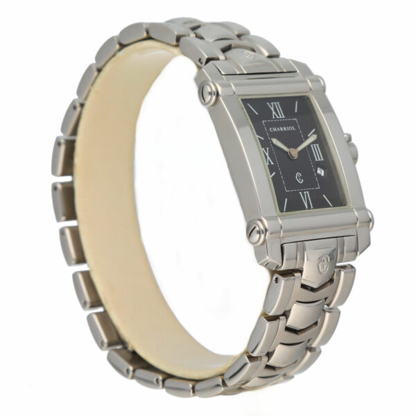 Charriol Colvmbvs 9011910 Black Dial Rectangle 25mm Steel Quartz Wrist Watch 133906156596 3