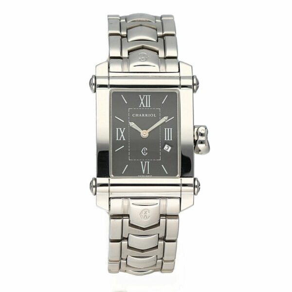 Charriol Colvmbvs 9011910 Black Dial Rectangle 25mm Steel Quartz Wrist Watch 133906156596