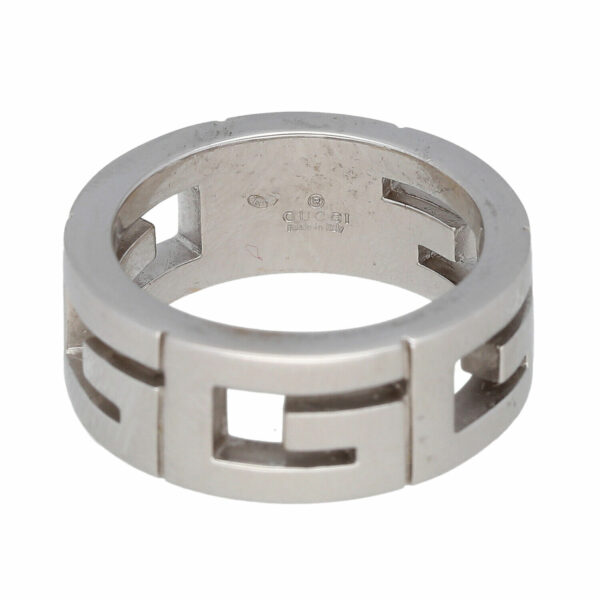 Gucci G Logo 18k White Gold Band Ring Size 5 US 76mm Wide 124977152526 4