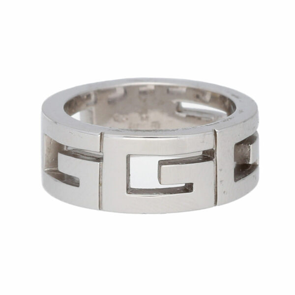 Gucci G Logo 18k White Gold Band Ring Size 5 US 76mm Wide 124977152526