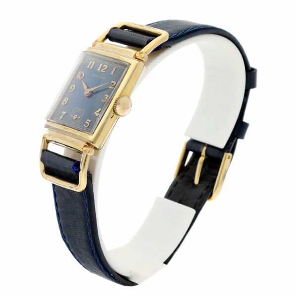Hamilton 14k Gold Plated Rectangle Blue Arabic Dial Manual Wind Wrist Watch 124841839706 3