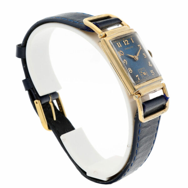 Hamilton 14k Gold Plated Rectangle Blue Arabic Dial Manual Wind Wrist Watch 124841839706 5