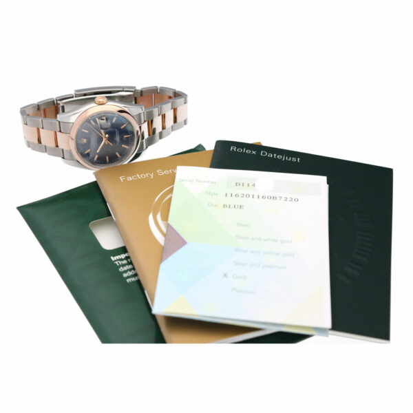 Rolex Datejust 116201 18k Rose Gold Steel Blue Dial Oyster Wrist Watch 2007 124879499576 6