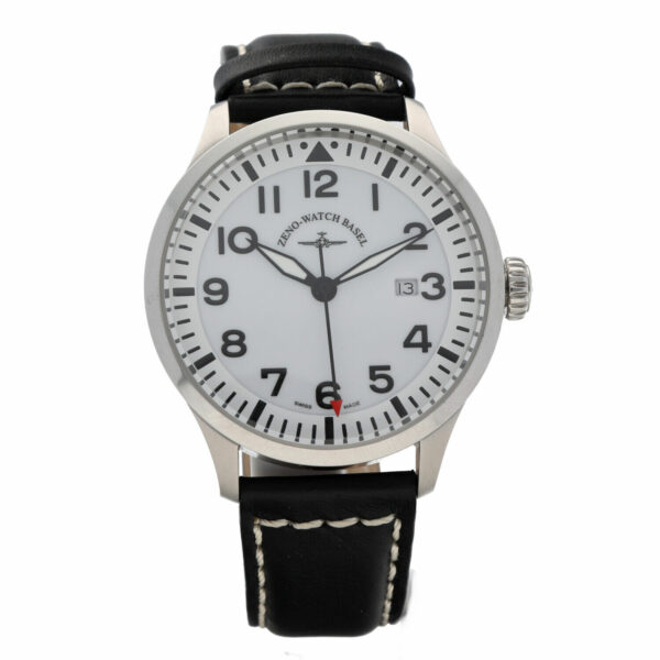 Zeno Watch Basel 6569 515Q i2 Navigator NG White Leather Quartz Mens Watch 115013016416