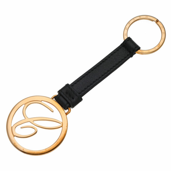 Chopard 95016 0052 Porte Cles Round Logo Rose Gold Charm Keychain Black Noir 124962684707