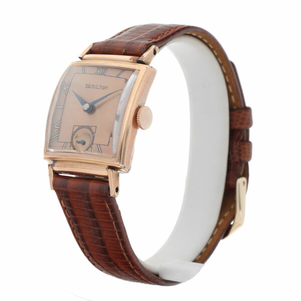 Hamilton 14k Rose Gold Filled Copper Roman Dial Rectangle Manual Wind Watch 124845006007 2