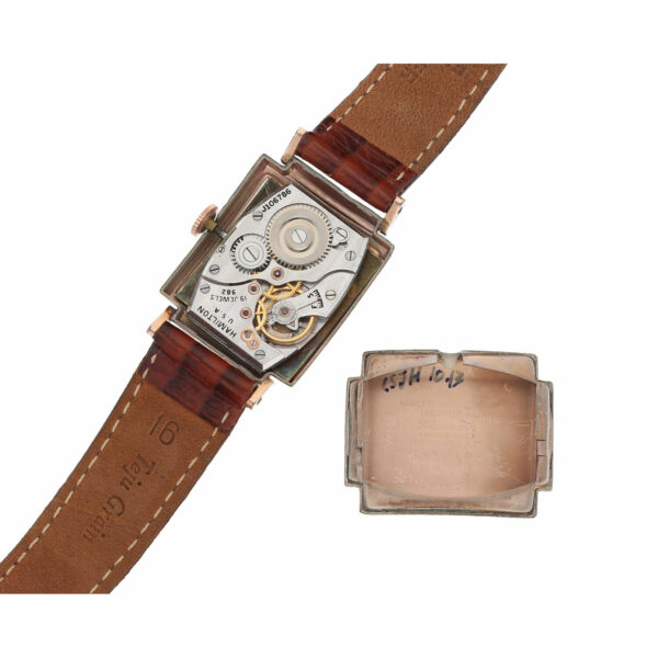 Hamilton 14k Rose Gold Filled Copper Roman Dial Rectangle Manual Wind Watch 124845006007 7