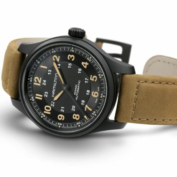 Hamilton H70665533 Khaki Field 42mm Black Titanium Leather Automatic Mens Watch 115142615067 2