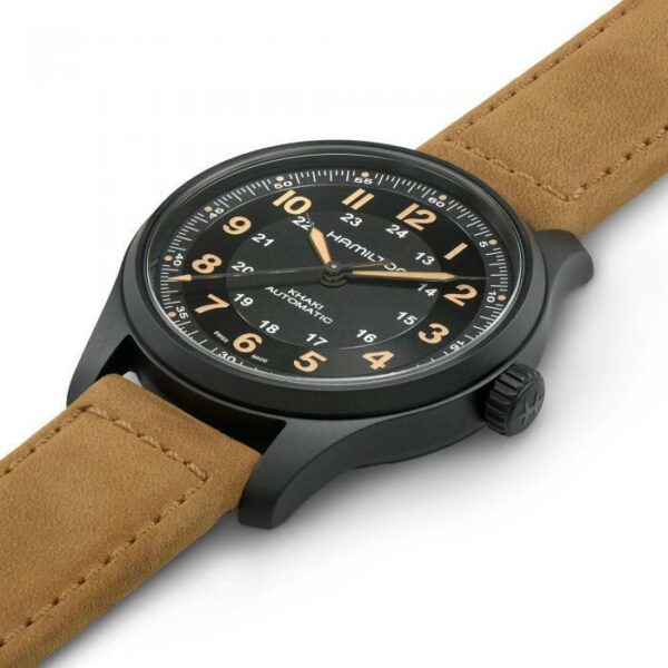 Hamilton H70665533 Khaki Field 42mm Black Titanium Leather Automatic Mens Watch 115142615067 3