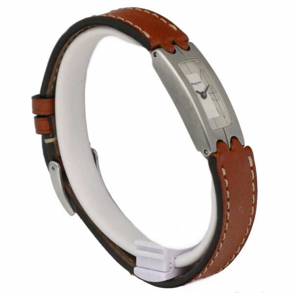 Pequignet 057 Small Rectangle 13mm Brown Leather Steel Swiss Quartz Womens Watch 115230774827 3