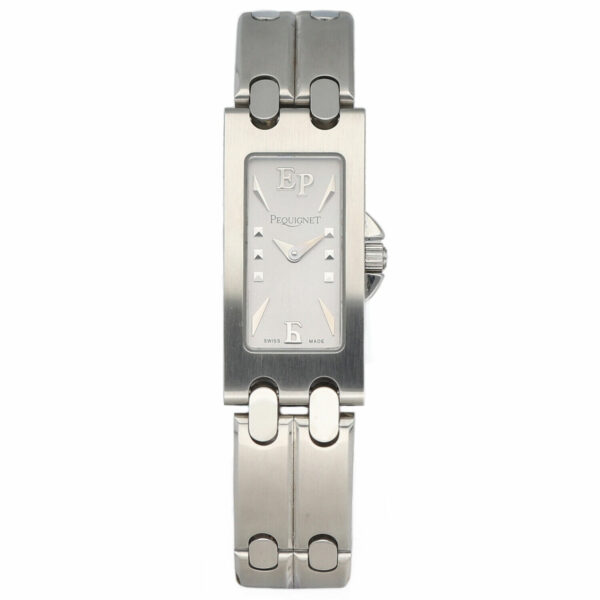 Pequignet 355 Rectangle Stainless Steel 14mm Silver Dial Quartz Womens Watch 115236345507