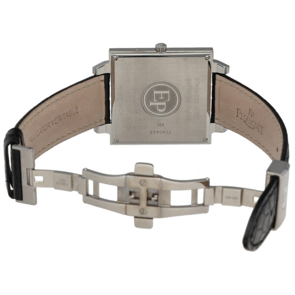 Pequignet 632 Stainless Steel 37mm Square Silver Roman Leather Quartz Mens Watch 115185722767 5