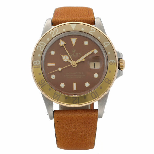 Rolex 16753 GMT Master Root Beer Stainless Stainless Leather 1981 Mens Watch 114980179677 2