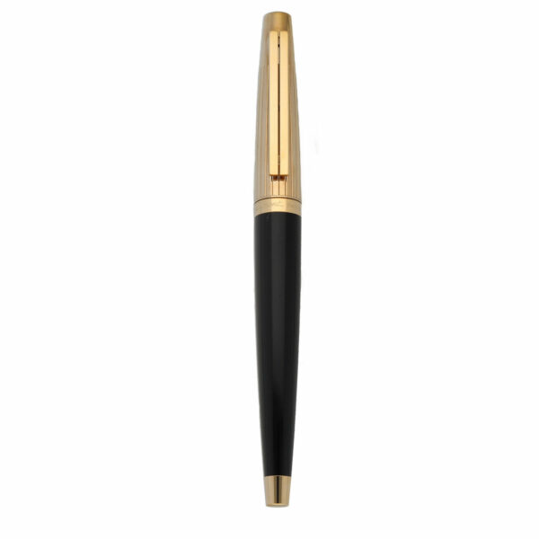 ST Dupont Black Lacquer Gold Line Design Fountain Pen 18K 750 M Snap Cap 575 115091606857 2