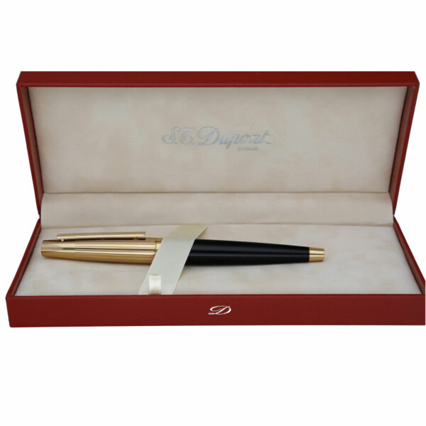 ST Dupont Black Lacquer Gold Line Design Fountain Pen 18K 750 M Snap Cap 575 115091606857 6