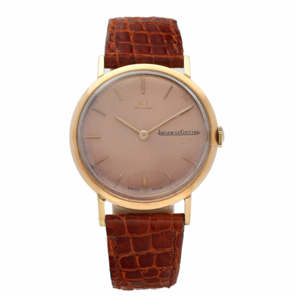 Vintage Jaeger LeCoultre 18k Yellow Gold 34mm Copper Dial Manual Wind Mens Watch 125002403907