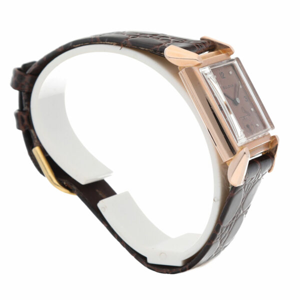 Bulova 14k Rose Gold Copper Dial Fancy Lugs Rectangle Manual Wind Wrist Watch 124845049228 4