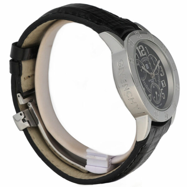 Givenchy SAQQHARA 97678884 Chrono 36mm Steel Black Leather Quartz Wrist Watch 133976940308 3