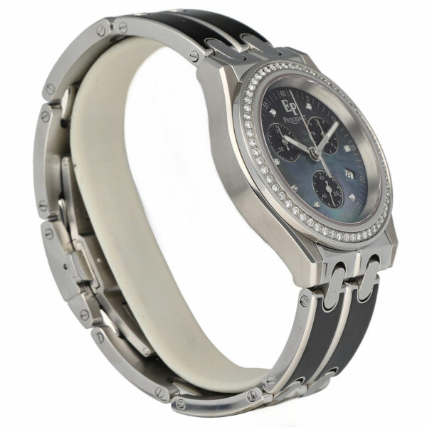 Pequignet 001 Chrono 38mm Steel Black Tahitian Diamond MOP Quartz Wristwatch 115220716198 3