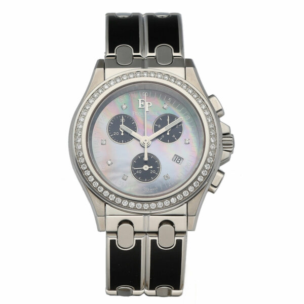 Pequignet 001 Chrono 38mm Steel Black Tahitian Diamond MOP Quartz Wristwatch 115220716198