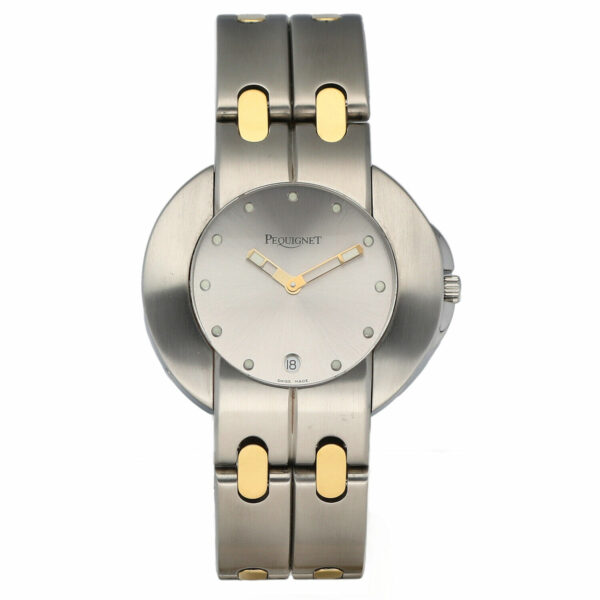 Pequignet 100 18k GoldSteel 38mm Round Silver Dial Swiss Quartz Wrist Watch 134004285978