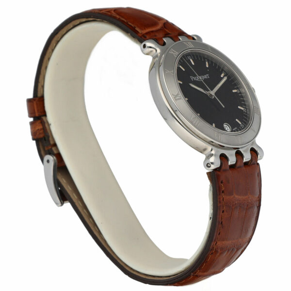 Pequignet 280 Round Black Dial 33mm Brown Leather Swiss Quartz Wrist Watch 134010968868 3