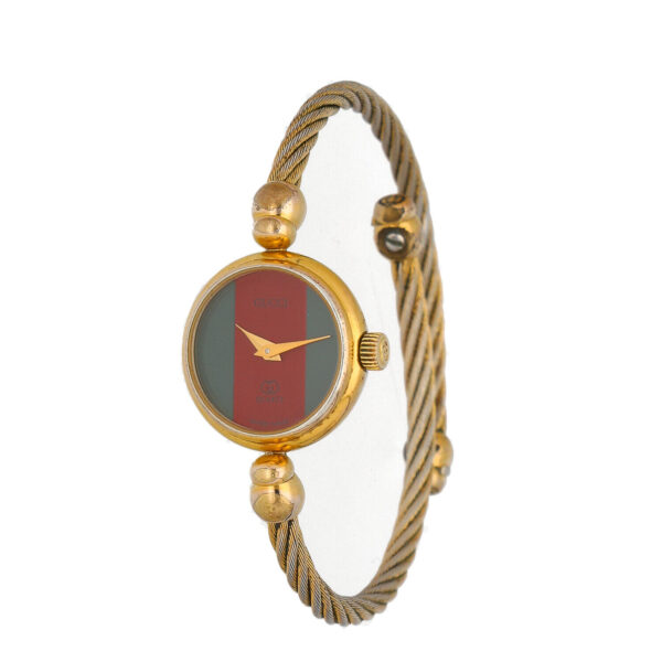Vintage Gucci 20471L Logo Dial Gold Plated Rope Cable Quartz Womens Watch 124958048808