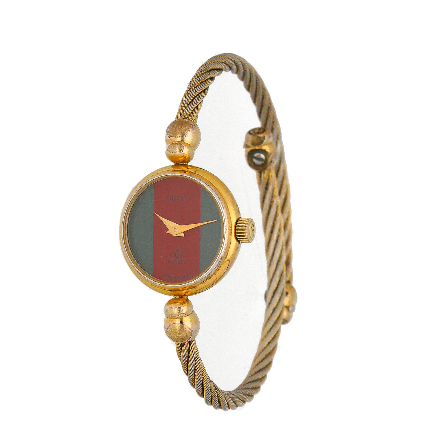 Vintage Gucci  Logo Dial Gold Plated Rope Cable Quartz Women's Watch  – Sarasota Watch Company