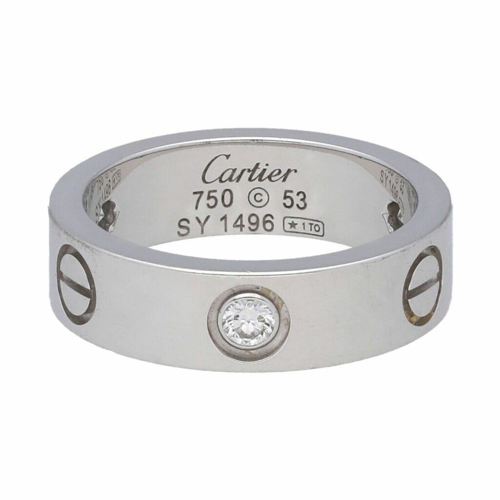 Cartier Love Band 3 Diamond B4032554 18k White Gold 750 Band Ring 53 6.25