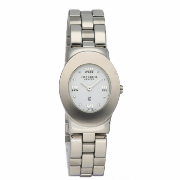 Charriol Azuro 300900 White Dial Oval 24mm Stainless Steel Quartz Womens Watch 124944597369