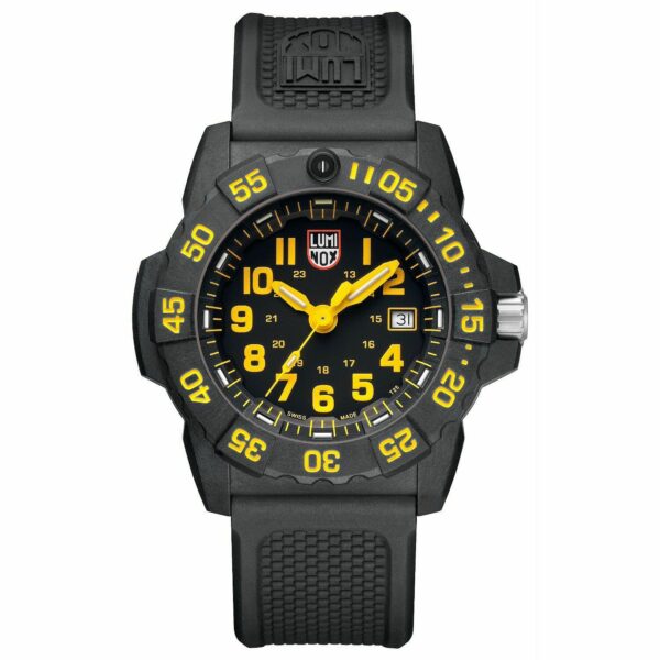 Luminox Navy Seal XS3505L Carbonox 45mm Black Yellow Rubber Quartz Mens Watch 133990509659