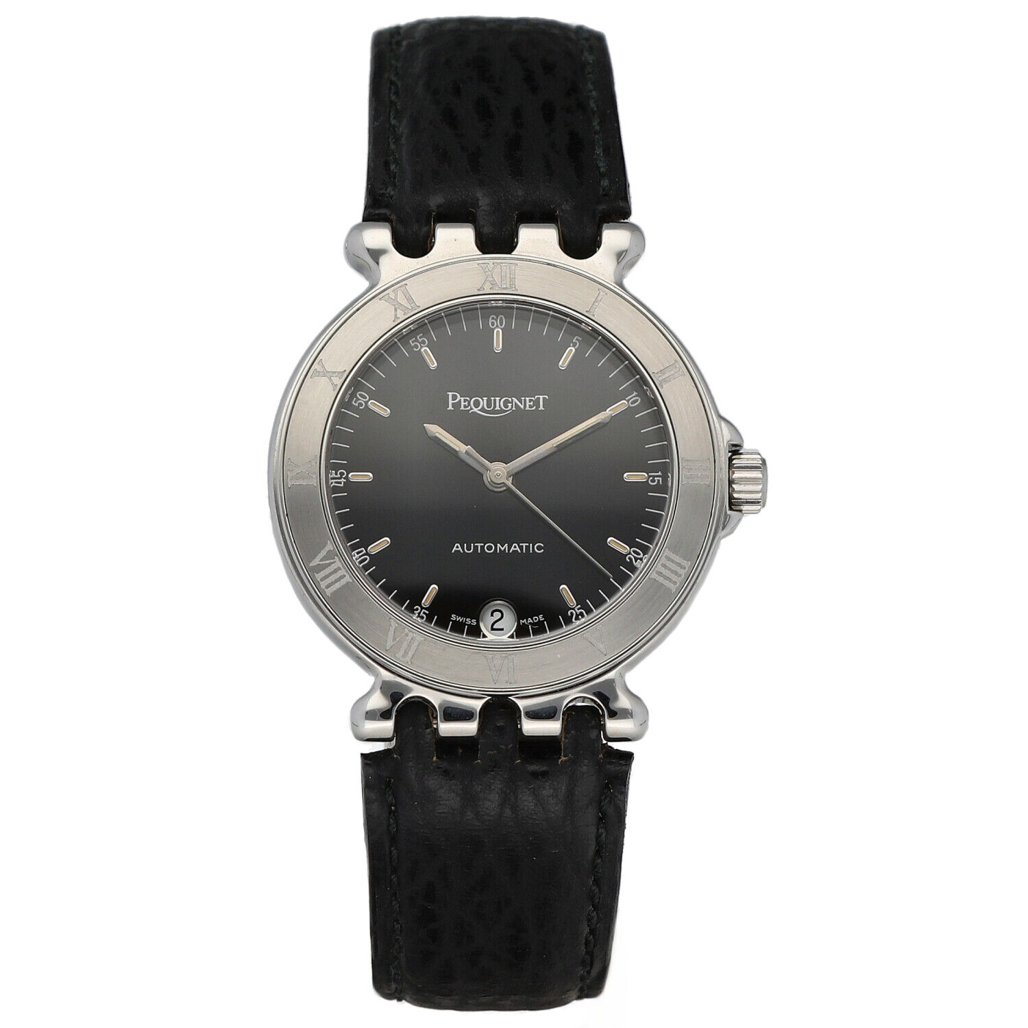 Pequignet-002-Round-Black-Dial-33mm-Black-Leather-Swiss-Automatic-Wrist-Watch-125130386819