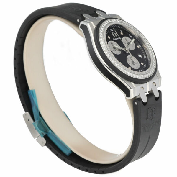 Pequignet 179 Chrono 38mm Black Rubber Steel Diamond Swiss Quartz Wristwatch 115222019559 3