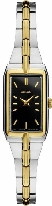 Seiko Essentials SWR046 Two Tone Black Dial Steel Quartz Petite Womens Watch 133923067709